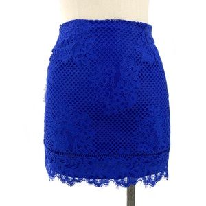 Lovers + Friends- Blue Shimmer Lace Skirt XS